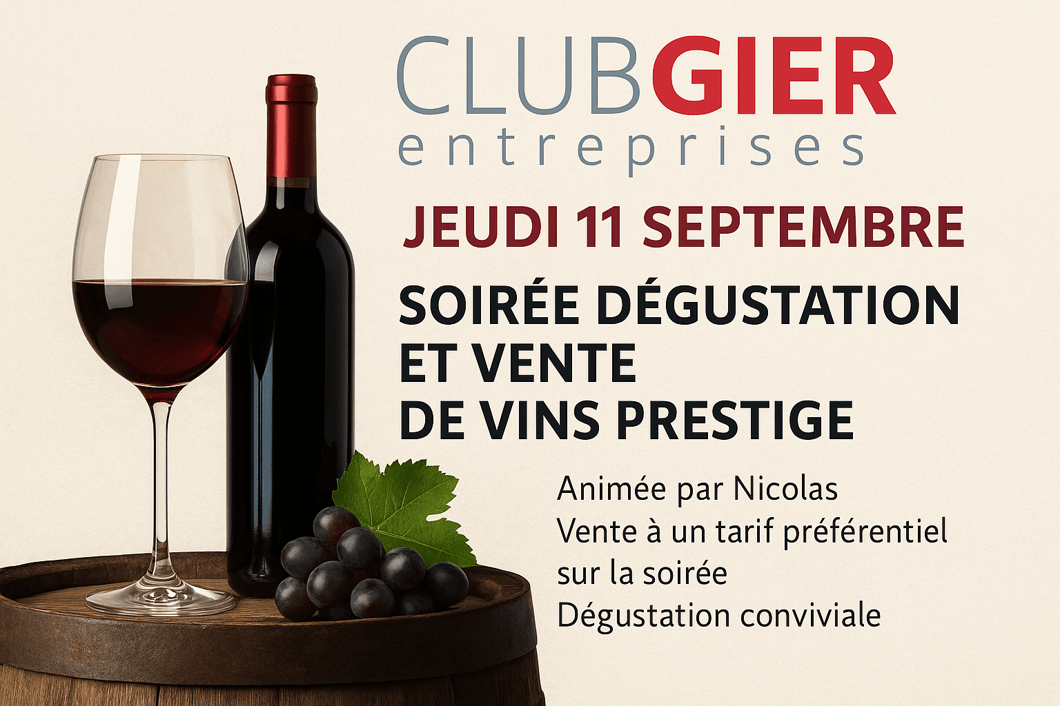 Afterwork Dégustation de Vin au Club
